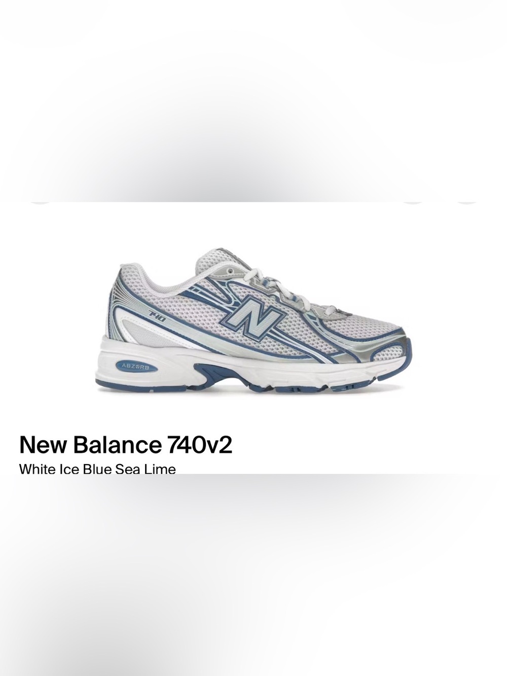 New Balance Kids White and Light Blue 740v2 Sneakers